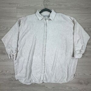 Maurie &‎ Eve Women Shirt Oversized Linen Blend Beige US 8 Long Sleeve Button up